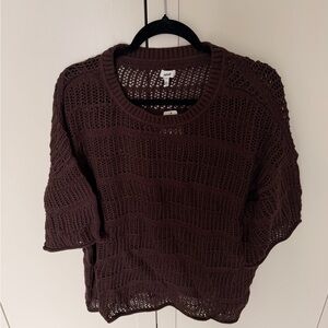 Aerie Rich Brown Crew Neck Sweater